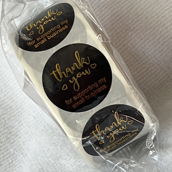 500 Thank you stickers 1” black and gold - Picture 3 of 7